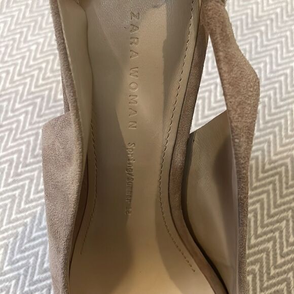 Zara Crystal Embellished Peep Toe Sling Back Heels - Picture 8 of 9